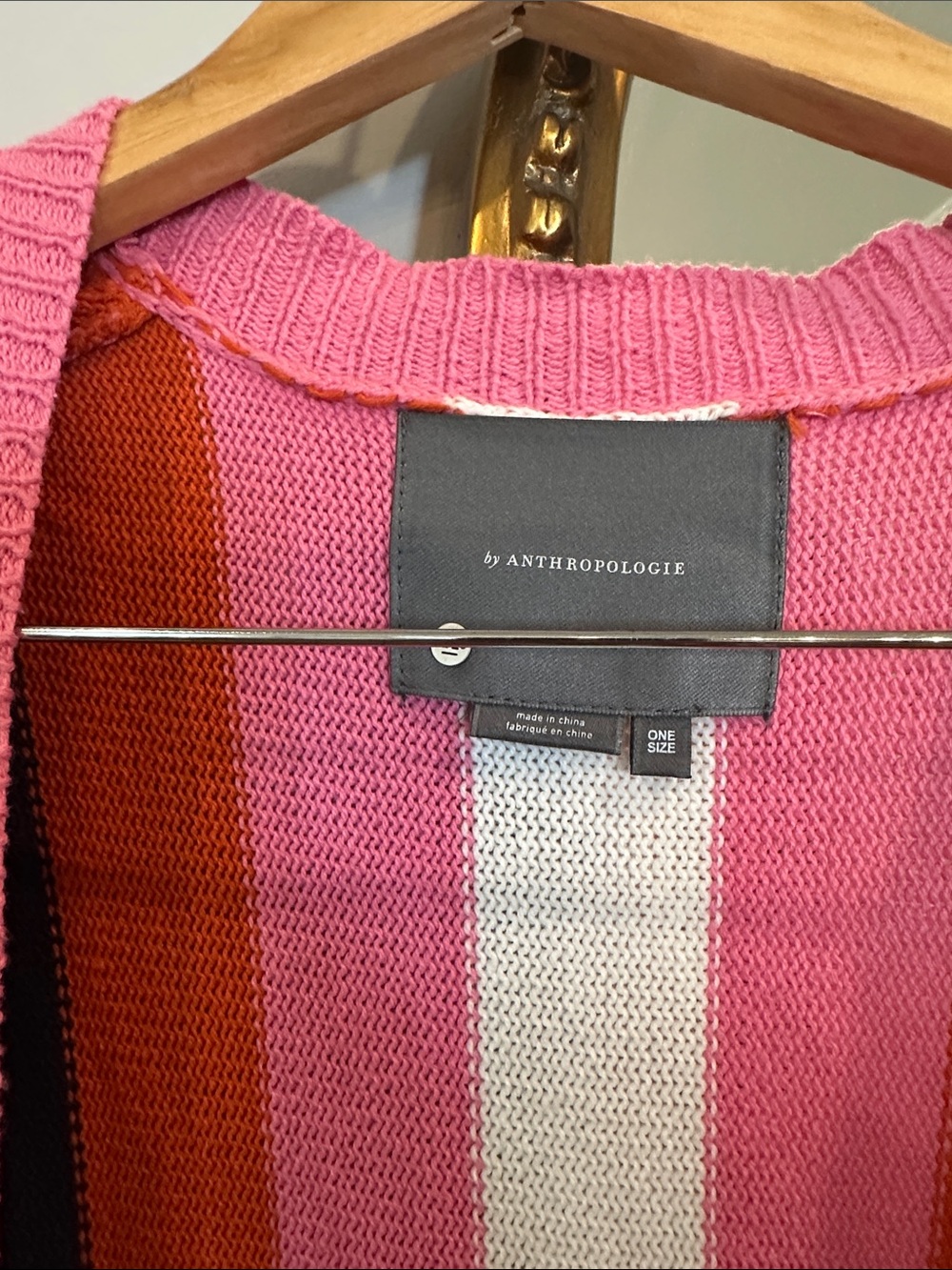 Striped Knit Duster with Crochet Belt - Multicolor - Picture 3 of 6